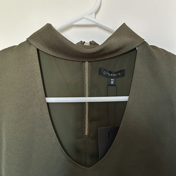 NWT - Dynamite sleeveless halter khaki blouse - Picture 3 of 6